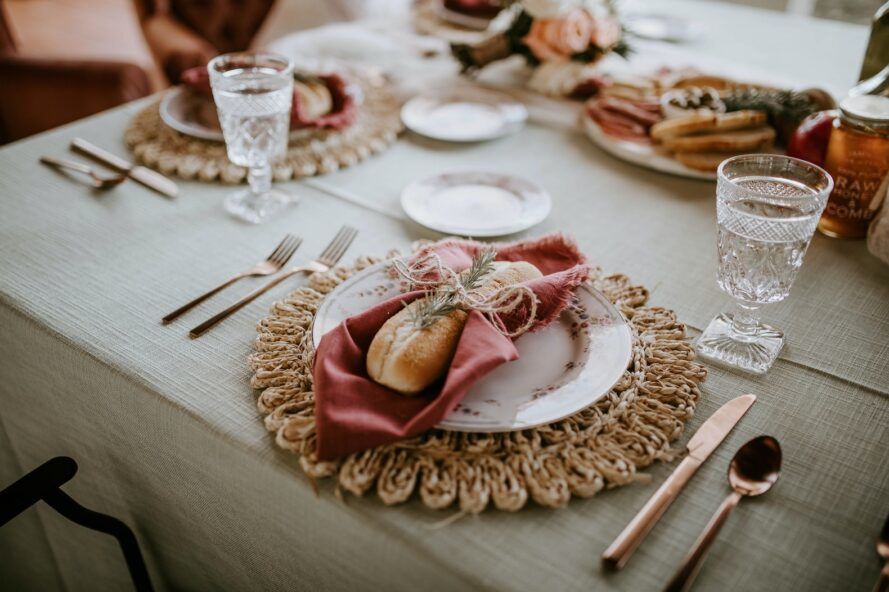 Table with a decorated napkin