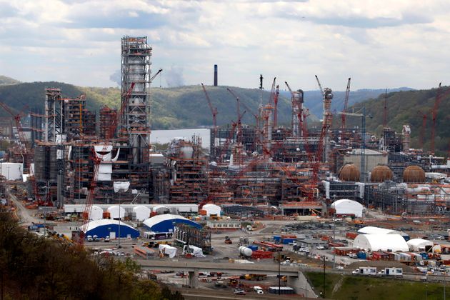 Construction on Shell Chemicals Beaver County ethane cracker plant in Potter Township, Pennsylvania,...