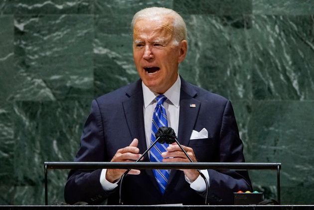 President Joe Biden addresses the 76th session of the United Nations General Assembly in New York on...