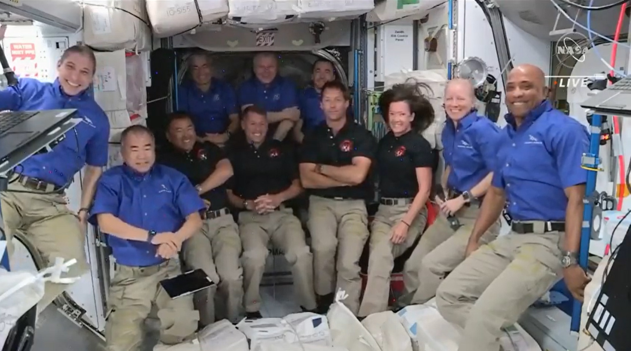 The 11 astronauts and cosmonauts on the International Space Station make up the crews of Crew-1, Crew-2 and Expedition 64.