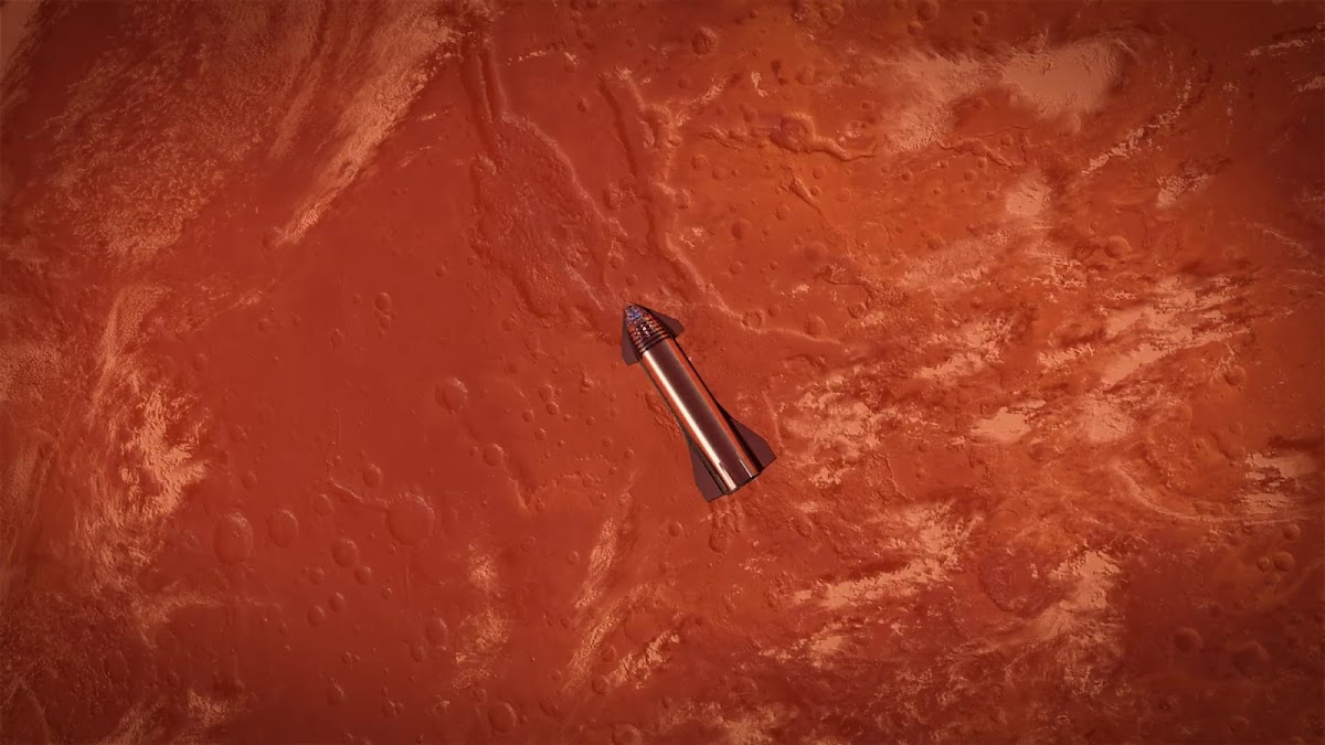SpaceX Starship landing on Mars