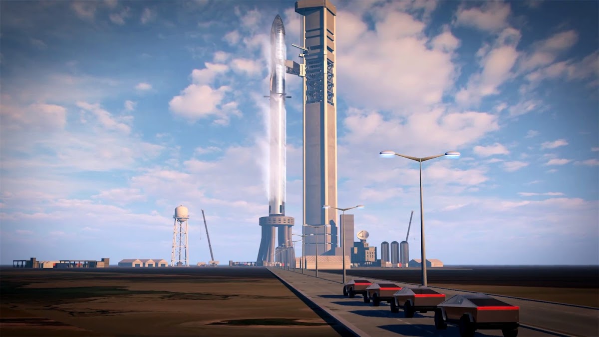 Tesla Cybertrucks delivering astronauts to SpaceX Starship launch complex